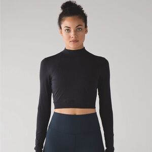 lululemon - Kitsilano Mock Neck Cropped Long Sleeve - Black - 4